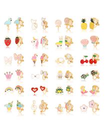 Fashion Color Alloy Dripping Oil Love Crown Butterfly Strawberry Pineapple Flower Ear Clip Suite