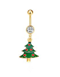 Fashion E Stainless Steel Inlaid Dripping Oil Christmas Tree Pat The Navel Nail