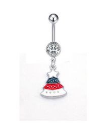 Fashion H Stainless Steel Inlaid Dripping Oil Christmas Tree Pat The Navel Nail