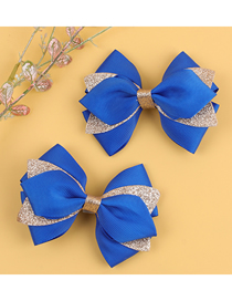 Fashion Royal Blue Cotton Fine Flash Bow Hair Clip