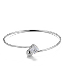 Fashion Silver Alloy Diamond Geometric Opening Bracelet