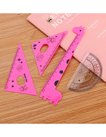 Fashion Pink Random Plastic Cartoon Set Of Ruler Stationery