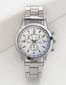 Fashion White Alloy Geometric Round Dial Watch