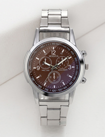 Fashion Brown Alloy Geometric Round Dial Watch