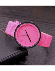 Fashion Rose Red Alloy Geometric Round Dial Watch