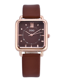 Fashion Brown Alloy Geometric Square Dial Watch