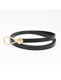 Fashion Black Drop Buckle Knotted Thin Belt