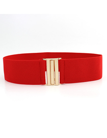 Fashion Red Pu Buckle Wide Belt
