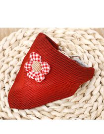 Fashion Gentleman Red Cotton Three-dimensional Flower Plaid Cat Collar