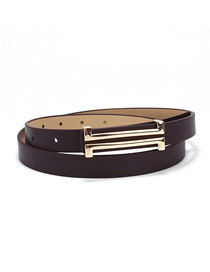 Fashion Brown Faux Leather Metal Buckle Wide Belt