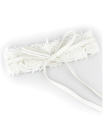 Fashion White Lace Tie Waist Wide Girdle