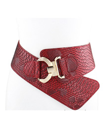 Fashion Red M Code Faux Leather Metal Buckle Wide Girdle