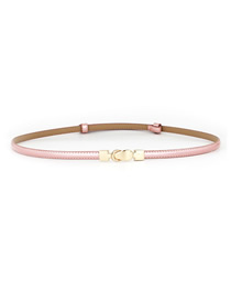 Fashion Pink Leather Belt With Metal Buckle