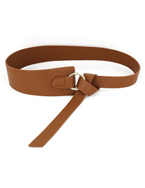 Fashion Camel Faux Leather Knotted Wide Belt