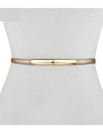 Fashion Gold Leather Belt With Metal Buckle