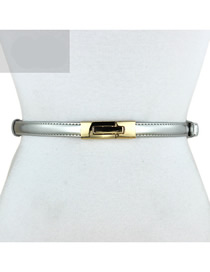 Fashion Silver Leather Belt With Metal Buckle