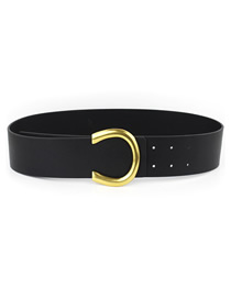 Fashion Black Leather Belt With Metal Buckle