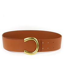 Fashion Camel L Size Leather Belt With Metal Buckle