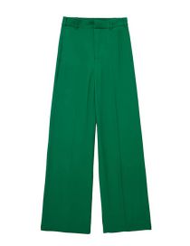 Fashion Green Blend Straight-leg Trousers