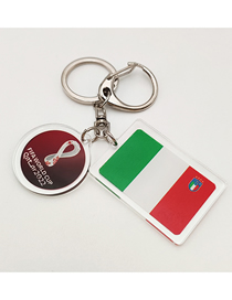 Fashion Italy (two Pieces) Acrylic Geometric Logo Flag Keychain Pendant