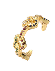 Fashion 8# Copper Gold Plated Zirconium Open Heart Ring