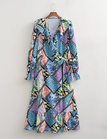 Fashion Suit Geometric Print Lace V-neck Dress