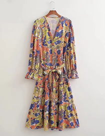 Fashion Suit Geometric Print V-neck Lace-up Dress