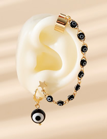 Fashion Gold Alloy Drip Oil Eye Star Moon Ear Clip Earrings