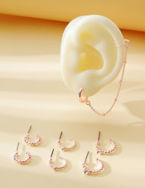 Fashion Rose Gold Copper Zirconium Geometric Earrings Set