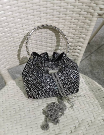 Fashion Black Volcanic Glass Drill Pu Diamond-studded Large-capacity Handbag