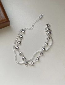 Fashion White Gold Love Diamond Bracelet Brass Set Zirconium Claw Chain Love Double Bracelet
