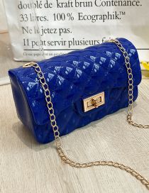 Fashion Chain Clause Blue Pvc Diamond Lock Flap Pearl Hand Messenger Bag