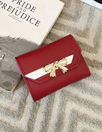 Fashion Red Pu Bow Flap Wallet