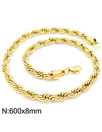 Fashion Twenty Four# Titanium Steel Geometric Twist Chain Necklace