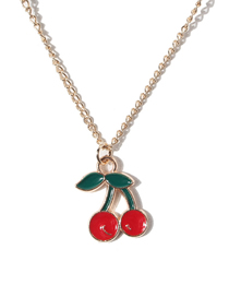 Fashion Gold Alloy Dripping Cherry Necklace