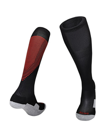 Fashion Black/red Adult One Size Polyester Cotton Wear-resistant Long Tube Football Socks