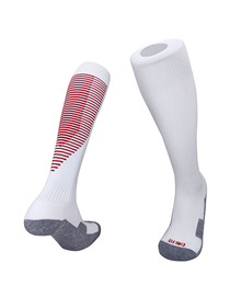Fashion White/red Kids One Size Polyester Cotton Wear-resistant Long Tube Football Socks