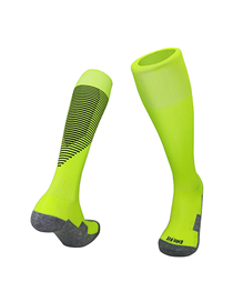 Fashion Fluorescent Green/black Kids One Size Polyester Cotton Wear-resistant Long Tube Football Socks