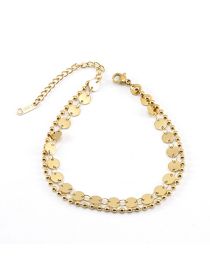 Fashion Gold Titanium Steel Ball Chain Disc Chain Double Layer Anklet