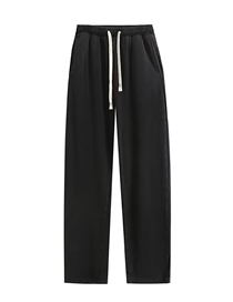 Fashion Black Polyester Lace-up Straight-leg Trousers