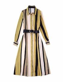 Fashion Color Striped Belted Dress