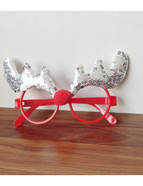 Fashion Short Silver Glitter Glasses Cotton Christmas Elk Glasses