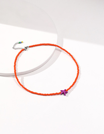Fashion Orange Rice Beads String Pearl Starfish Necklace