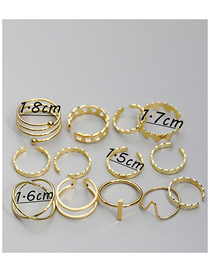 Fashion Gold [13 Packs] Alloy Geometric Open Ring Set