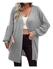 Fashion Grey Solid Color Knitted Cardigan Jacket