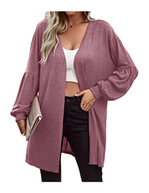 Fashion Pink Solid Color Knitted Cardigan Coat