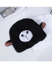 Fashion Black Wool Knitted Lamb Hood