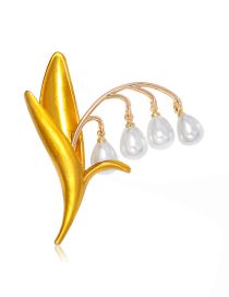 Fashion Gold Alloy Diamond-studded Wheat Ear Brooch