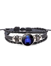 Fashion Scorpio Zodiac Round Leather Braided Bracelet