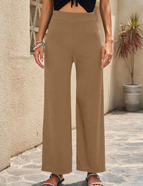 Fashion Khaki Polyester Wide-leg Straight-leg Trousers